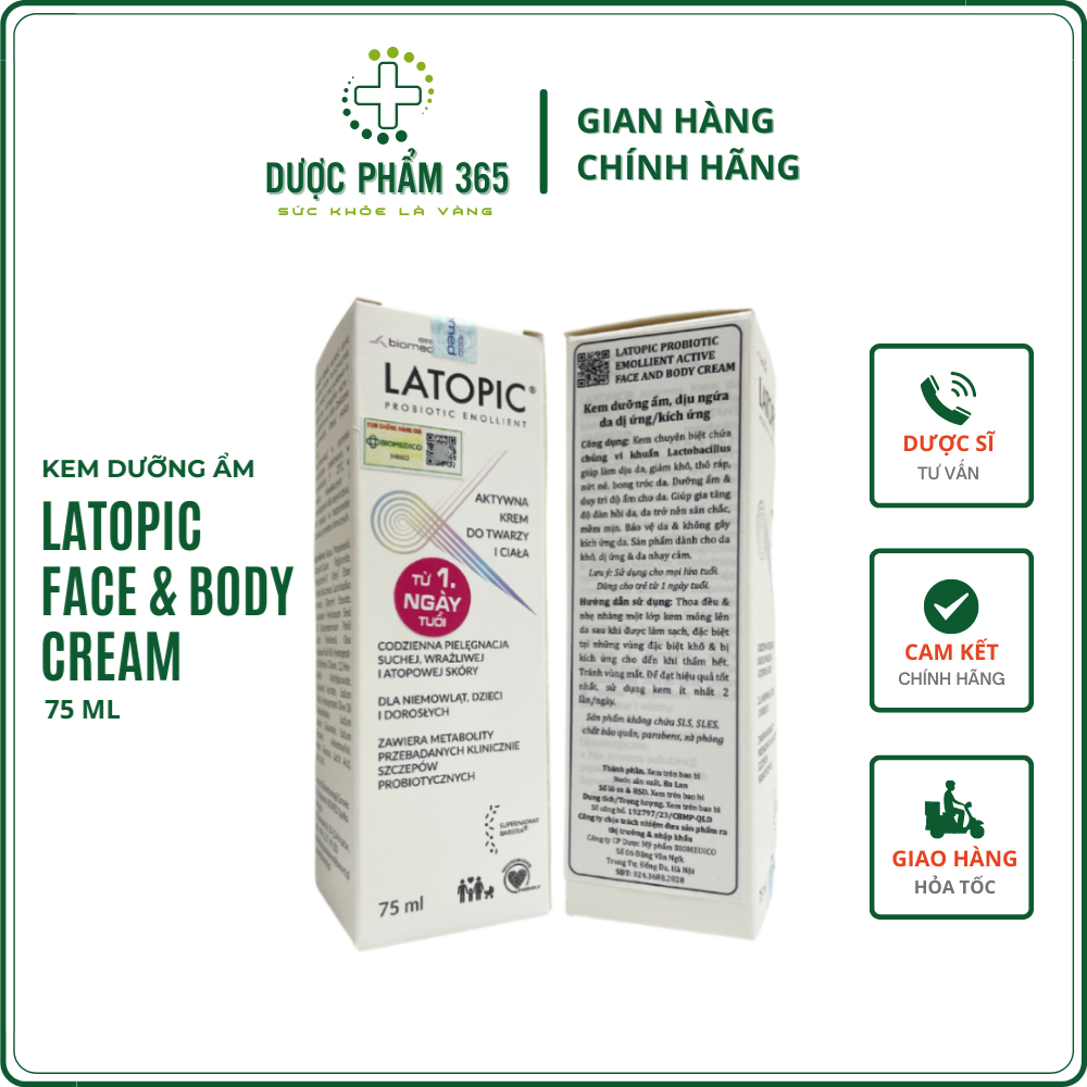 Latopic Face And Body Cream - Kem dưỡng ẩm cho trẻ sơ sinh, dịu ngứa cho da dị ứng, kích ứng