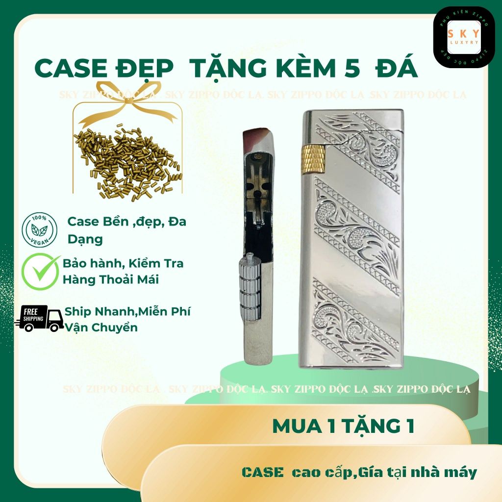 Case Dupont độc lạ, SLIM BẠC hoa văn ,tặng 5 đá zippo (DP-SLBAC) Không Bao Gồm Nhiên Liệu