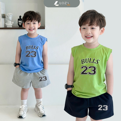 Bộ ba lỗ bé trai số 23 size từ 15-40kg - Bộ đồ sát nách cho bé Loza Kids BL345