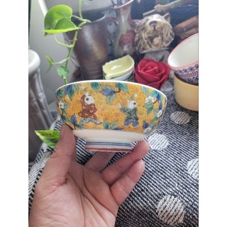 Chén cơm ngũ sắc vàng, Dĩa men rạn vàng Gốm sứ nhật size 14cm