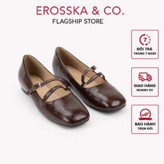 Erosska - FORM TO LÙI SIZE Giày búp bê nữ kiểu giày ballet core đế độn cao 2cm màu nâu - EL071
