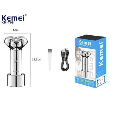 Máy Cạo Râu Khô Và Ướt 3 Lưỡi Kemei Km T08