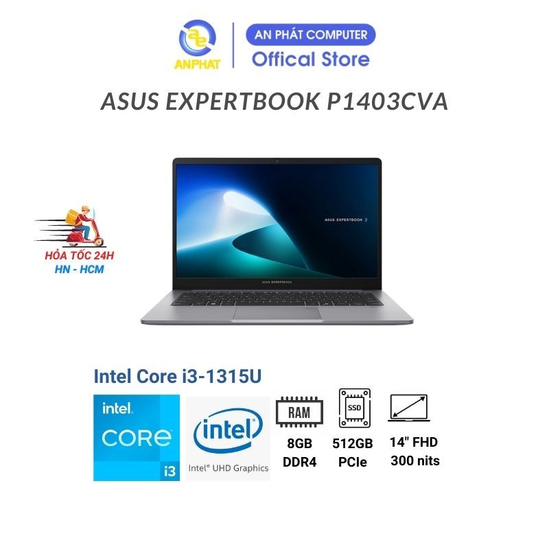 Laptop ASUS ExpertBook P1403CVA (Intel Core i3-1315U | Intel UHD | 14 inch FHD | 8GB | 512GB | Win 1