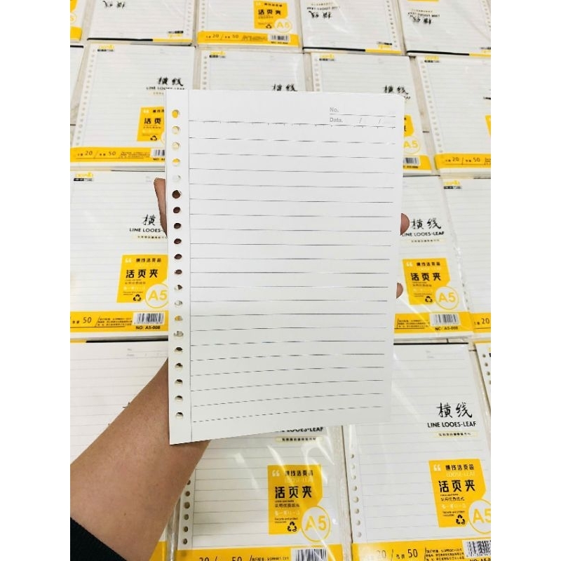 Ruột sổ còng khổ A5 kẻ ngang, 50 tờ 1 set, ruột sổ còng, giấy thay sổ còng cua, giấy A5 kẻ ngang, gi