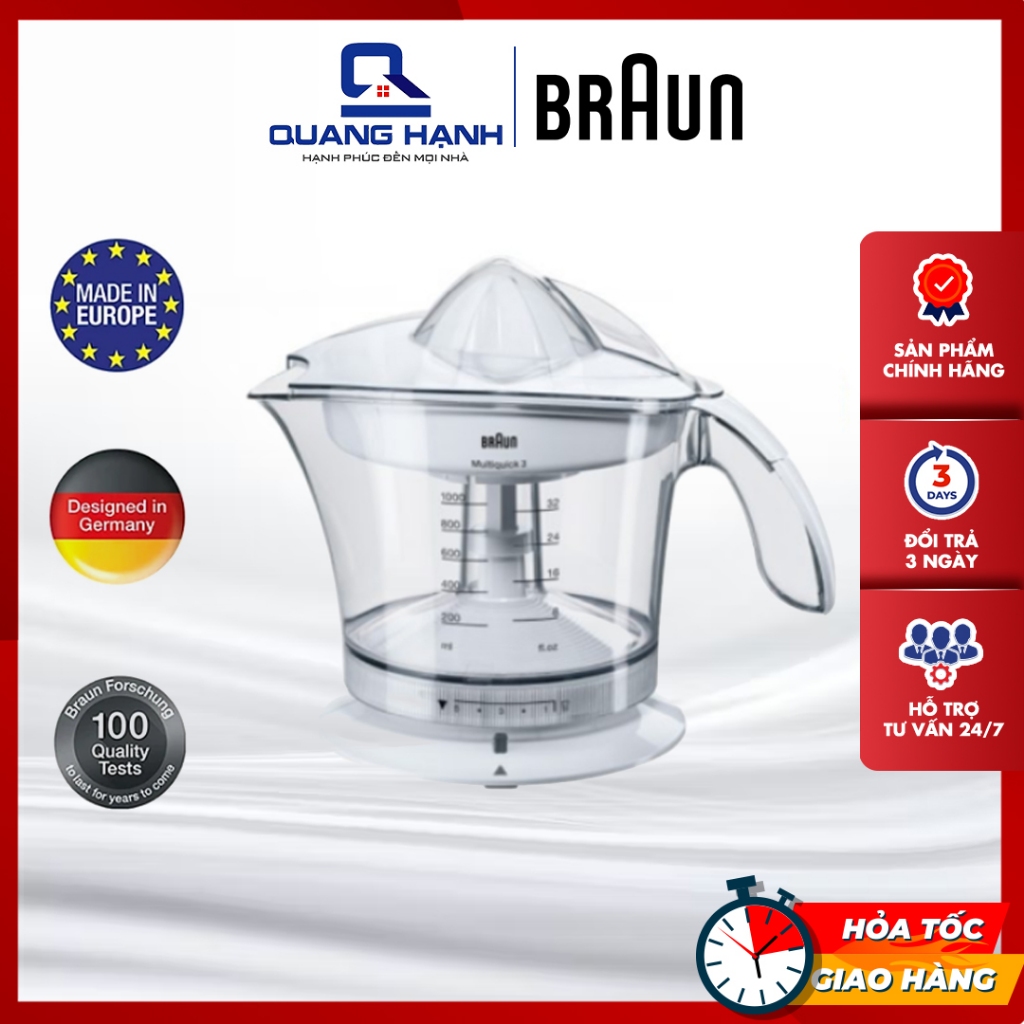 [Bảo hành 24 tháng chính hãng] Máy vắt cam Braun MPZ9 (Trắng) 1L