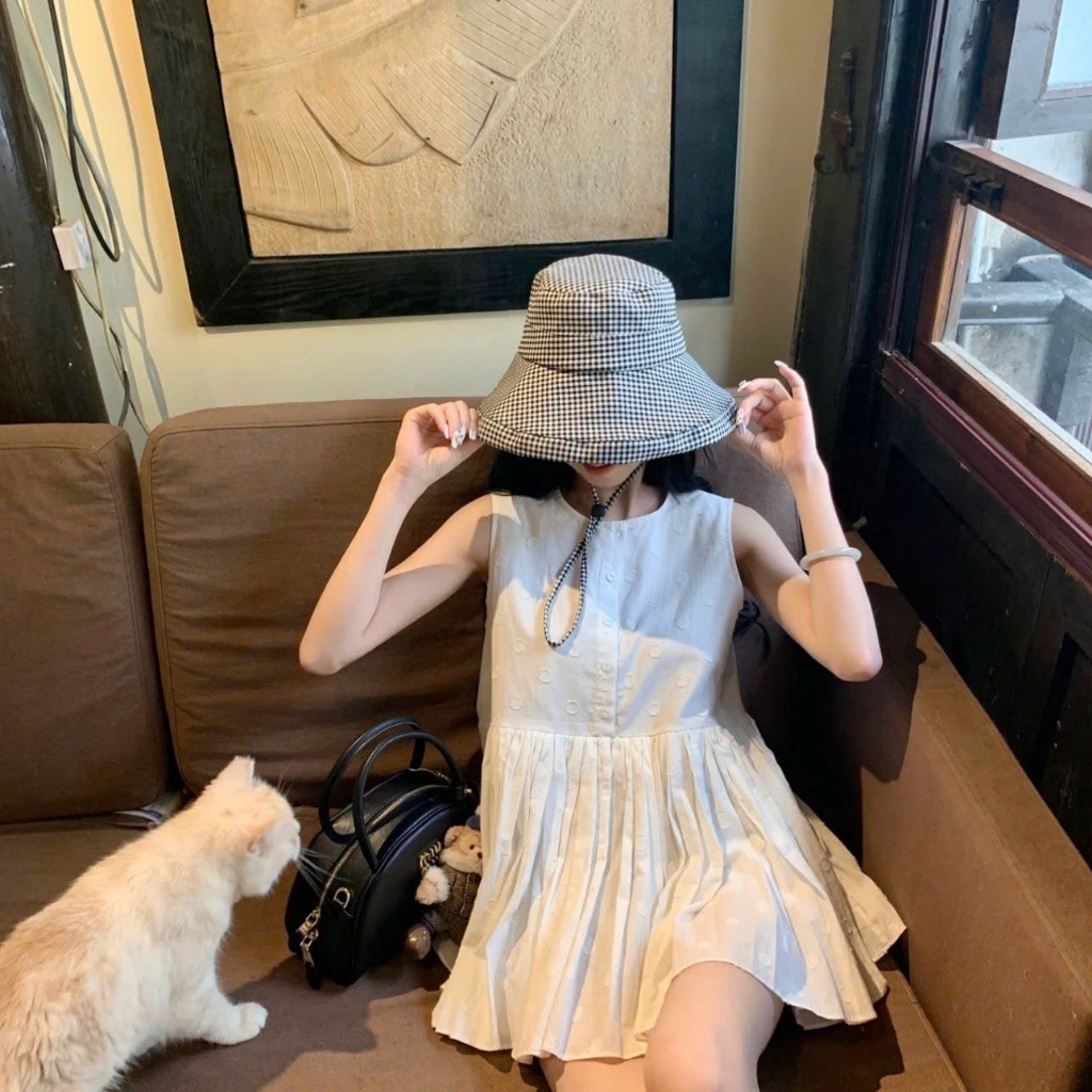 Áo sơ mi dáng dài babydoll xếp ly Yummy họa tiết hoa, Áo kiểu sát nách đáng yêu S27 | BigBuy360 - bigbuy360.vn