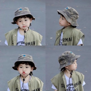  Mũ vải cho bé Mũ vành tròn chống nắng cho bé trai bé gái Rằn Ri  đi chơi ngoài trời chất vải thoáng mát có dây quai rút 