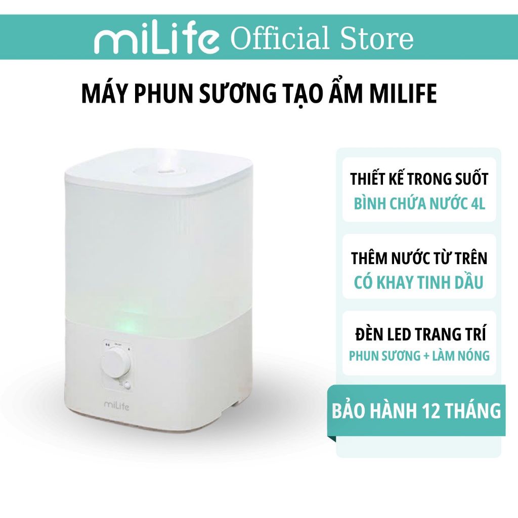Máy Tạo Ẩm Không Khí miLife H86 | Phun Sương 300ml/h | Dung Tích Lớn 4L | Đèn Ngủ Tiện Lợi