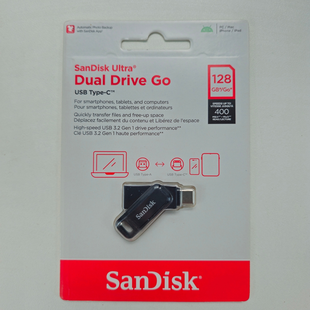 USB OTG Sandisk Ultra Dual Drive Go USB Type-C 3.1 128GB 400MB/s - SDDDC3-128G-G46 (Đen