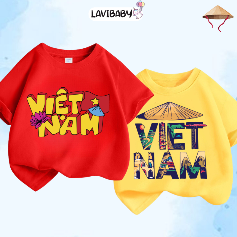 Áo thun Việt Nam cho bé Áo phông LaviBaby cho bé trai bé gái chất cotton Mềm mịn Thoáng mát - VN2