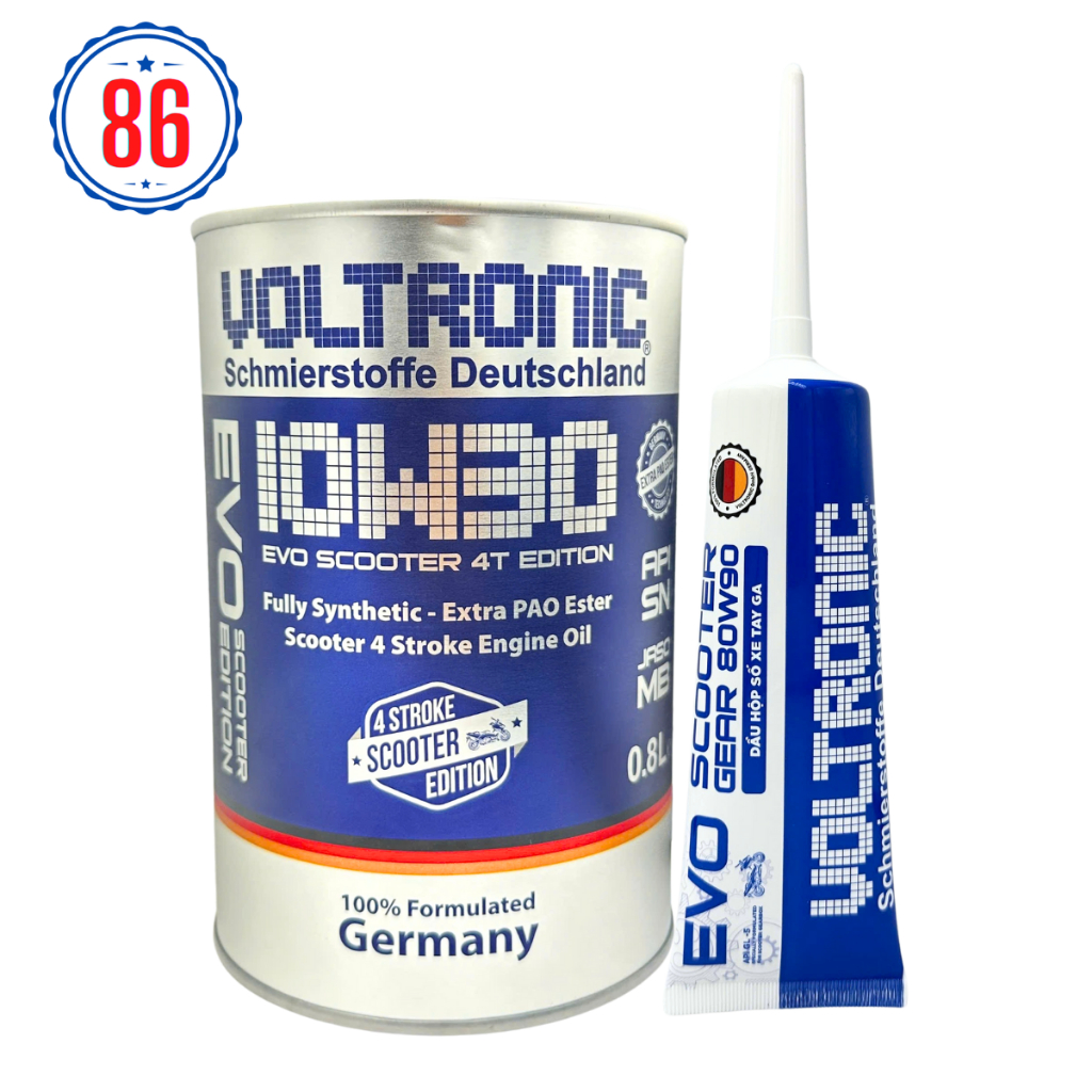 Dầu Nhớt Tổng hợp Xe Tay Ga Voltronic Evo Scooter 10w30 800ml tặng kèm nhớt láp Voltronic 80w90
