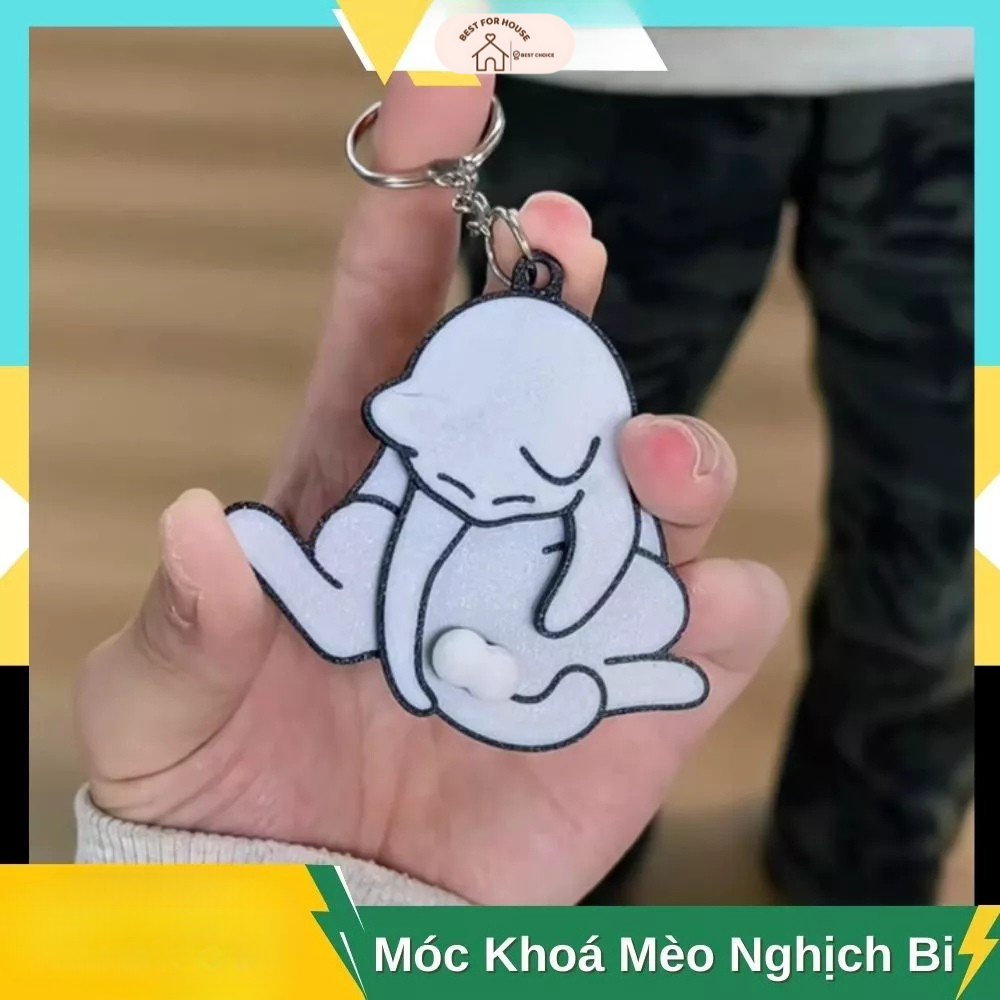 Móc Khoá Mèo Nghịch Bi Vô Tri Vui Nhộn, Móc Khoá Cute BEST - MK12
