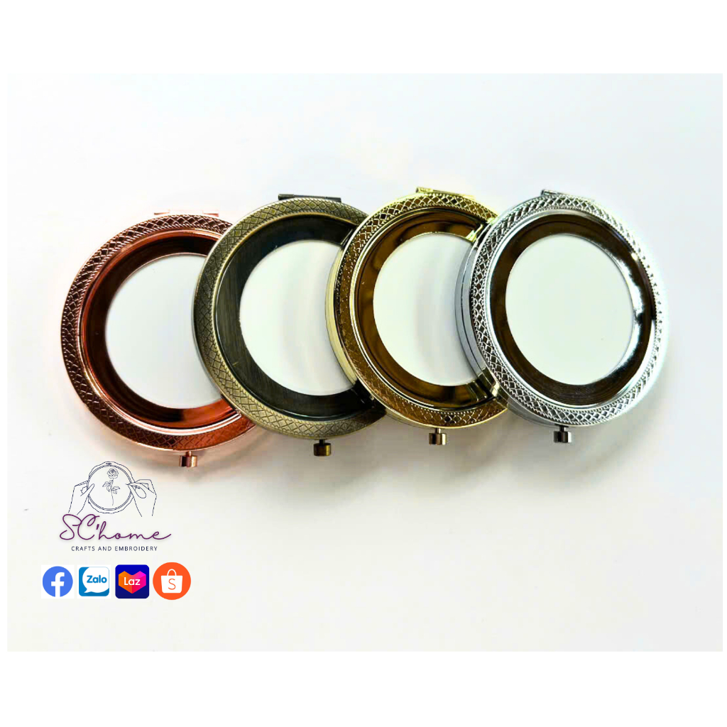 Phôi gương thêu/DIY tròn có vân 7cm