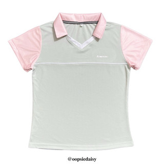   Form Nữ ôm  Áo polo Kawasaki xám ánh xanh rêu hồng pastel logo ánh bạc 