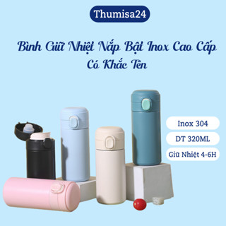 Bình nước giữ nhiệt nắp bật mini dung tích 420ml inox 304 khắc tên theo yêu cầu