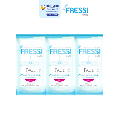 [HB GIFT] Combo 3 Khăn ướt chăm sóc da Fressi Care Face gói 20 miếng/gói