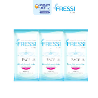 [HB GIFT] Combo 3 Khăn ướt chăm sóc da Fressi Care Face gói 20 miếng/gói