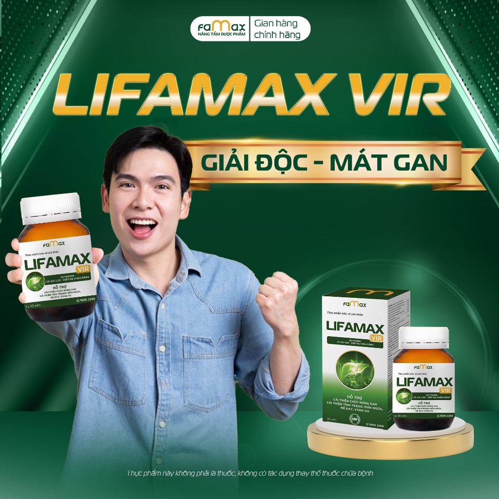 [Bảo Hành] MỚI LIFAMAX VIR Mát Gan, Giảm Nhiệt Miệng, Mẩn Ngứa, Mề Đay, Vàng Da, Dị Ứng, Mụn Nhọt