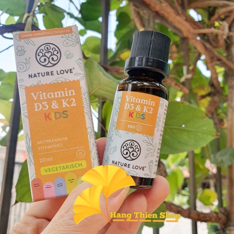 (Hàng Đức) Vitamin D3 K2 của Nature Love hỗ trợ phát triển chiều cao cho bé lọ 20ml