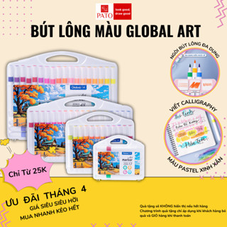 Bút Art Marker Brush GLOBAL ART Viết Calligraphy 12/24/36/48 Màu Bút Lông Màu Tô Màu Trang Trí Sổ