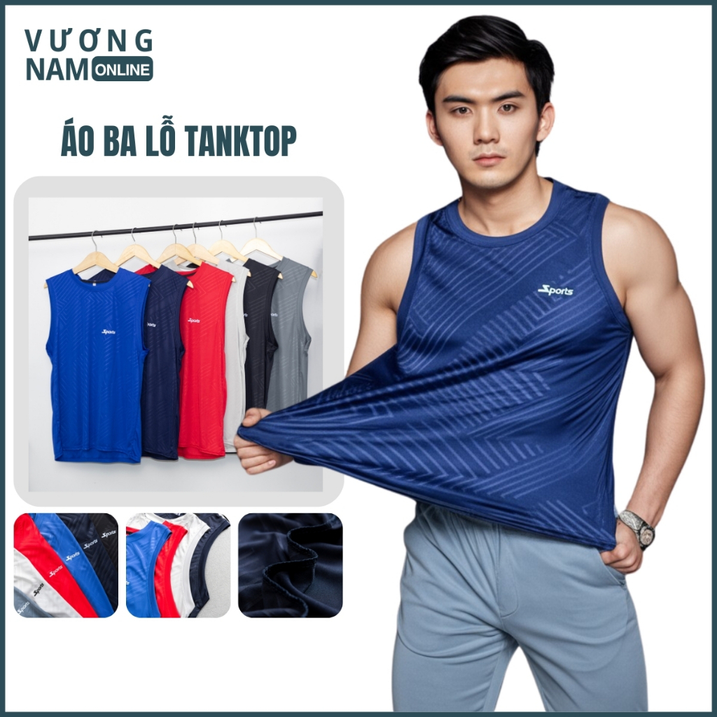 Áo tanktop nam, áo ba lỗ nam, áo sát nách nam dập vân thể thao co giãn thun lạnh VNO70