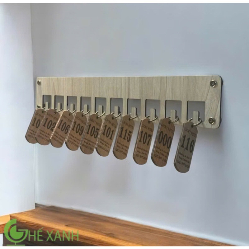 Bảng Gỗ Treo Móc Khóa - Bảng gỗ decor trang trí tường có móc treo chìa khoá 10 chìa khóa