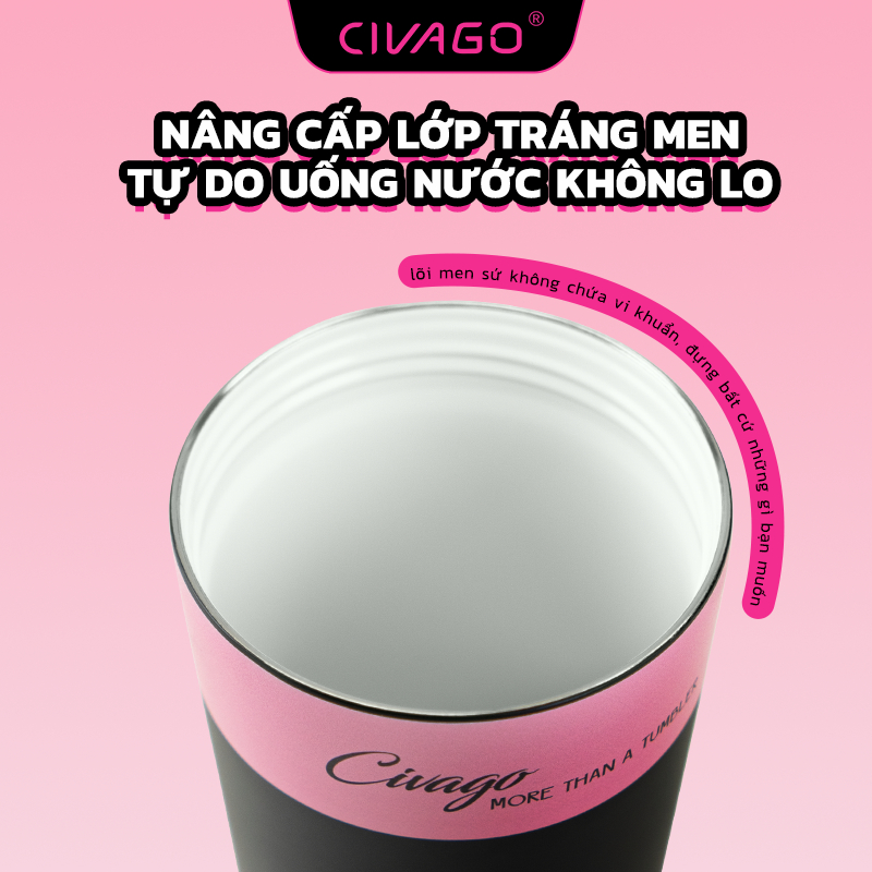 CIVAGO（17OZ）cốc cà phê lõi tráng men chống gỉ 304 hai lớp chân không, dùng ống hút hoặc uống trực tiếp, giữ nóng giữ lạn | BigBuy360 - bigbuy360.vn