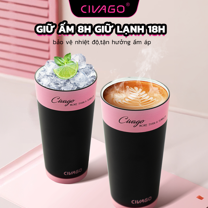 CIVAGO（17OZ）cốc cà phê lõi tráng men chống gỉ 304 hai lớp chân không, dùng ống hút hoặc uống trực tiếp, giữ nóng giữ lạn | BigBuy360 - bigbuy360.vn