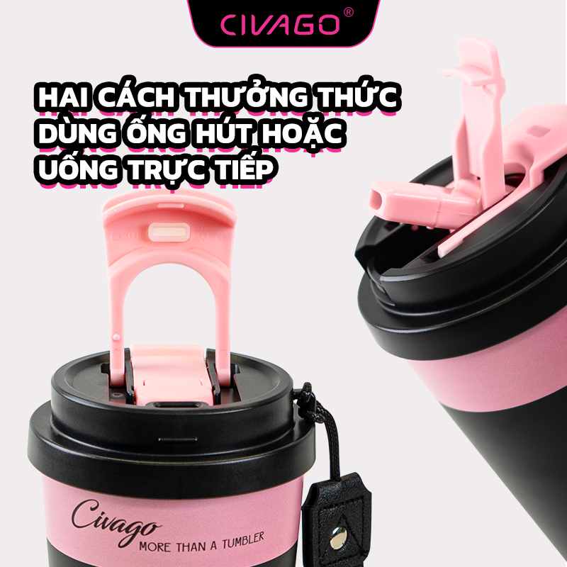 CIVAGO（17OZ）cốc cà phê lõi tráng men chống gỉ 304 hai lớp chân không, dùng ống hút hoặc uống trực tiếp, giữ nóng giữ lạn | BigBuy360 - bigbuy360.vn