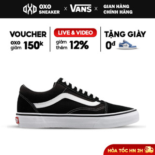 Giày Vans chính hãng màu black white cho nam nữ, Vans real xách tay Fullbox OXO FASHION