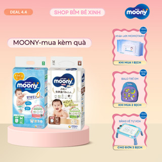 (Kèm quà)  Tã Bỉm MOONY XANH- TRẮNG DÁN/QUẦN ĐỦ SIZE NB90/ S84/ M64/ L54/ XL44/ M58/ L44/ XL38/ XXL26