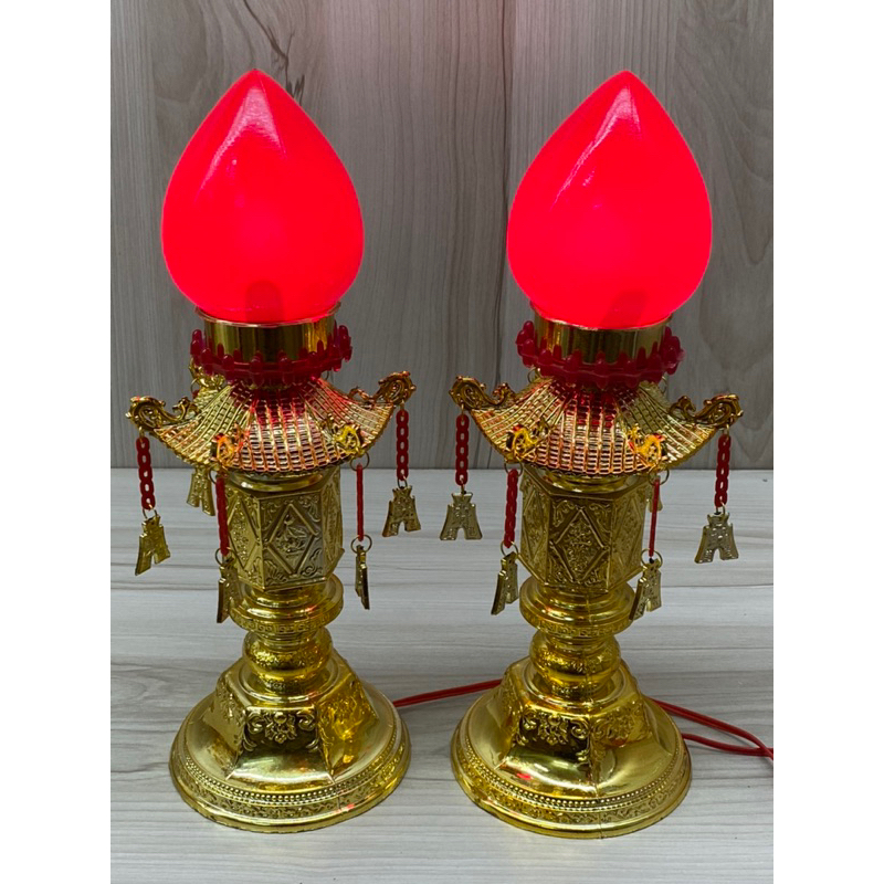 Đèn thờ trái đào toà tháp 38cm - Đèn tháp trái đào có dây treo tòn ten