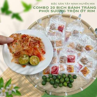   T20  Combo 20 bịch bánh tráng phơi sương trộn muối nhuyễn ớt rim mật ong Tây Ninh 
