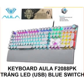 Bàn phím cơ thật AULA F2088/ F2088 siêu đẹp - Đèn nền xuyên LED đổi màu 20 chế độ ,cơ giá rẻ, blue s