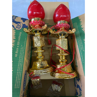Đèn thờ trái đào toà tháp 38cm - Đèn tháp trái đào có dây treo tòn ten