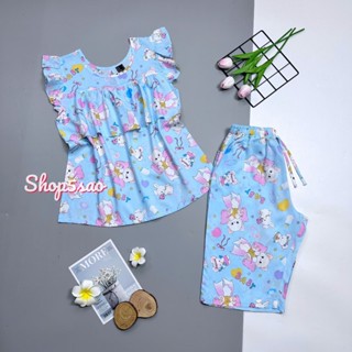 Đồ tole nữ, đồ bộ lanh mặc nhà lửng cánh tiên bèo ngực F21 VNXK (43-75kg) có Bigsize - SHOP5SAO