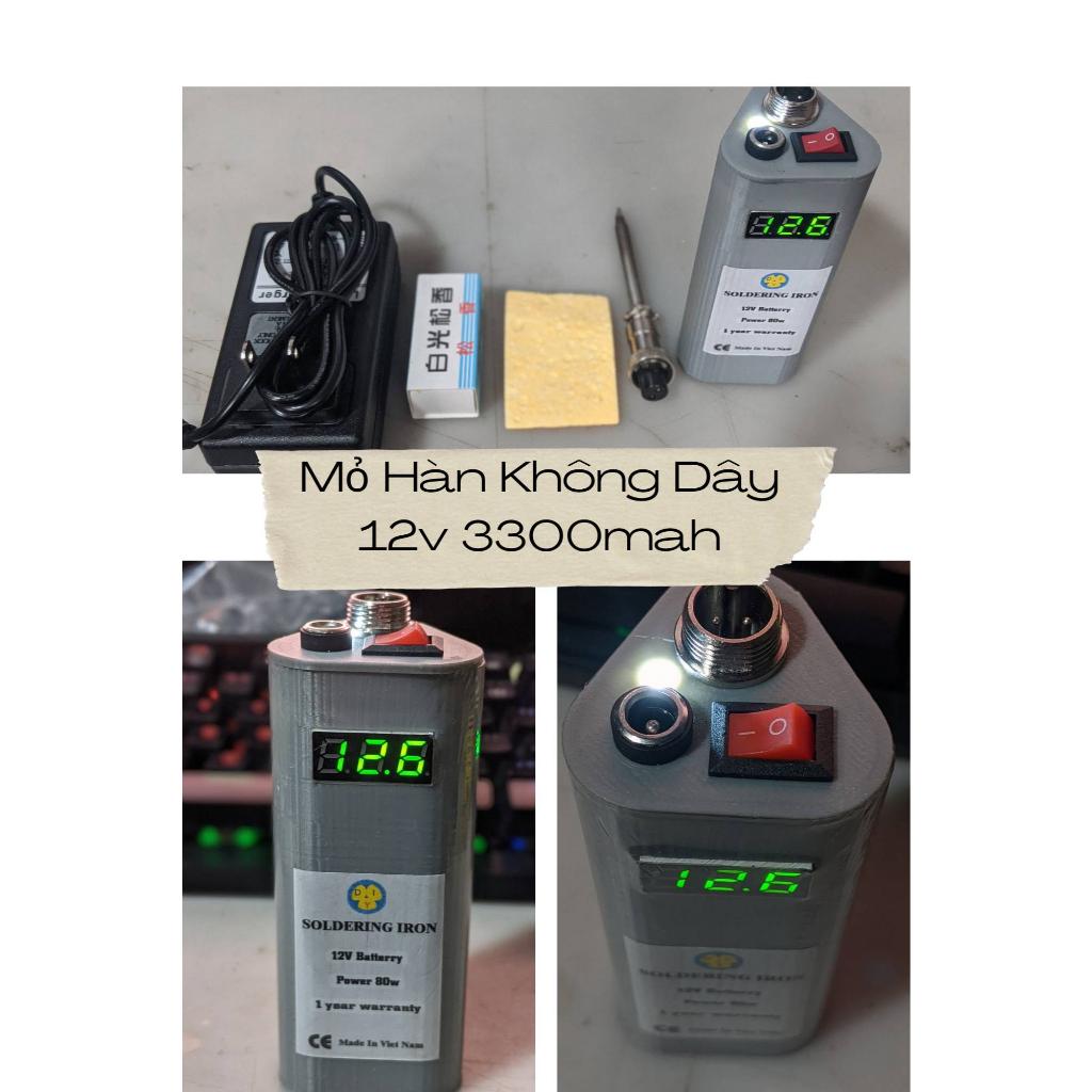 Mỏ hàn thiếc không dây dùng pin 12v công suất thực 80w, linh kiện nhật bản, chuyên hàn linh kiện máy