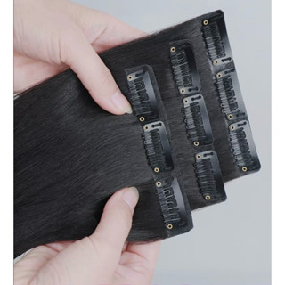 Kẹp phím tóc thật tự nối 3in1 ( giá 1 phím ) pha sợi tóc thật