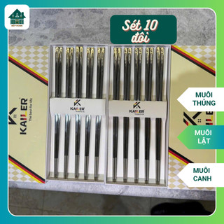  Sét 10 Đũa Ăn Cơm Inox 316 Kailer Cao Cấp - Đũa Inox Chống Trượt  Chống Mốc Chống Trơn Trượt - Bephome 