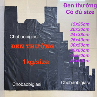 {1kg/size} Túi xốp ĐEN THƯỜNG, túi hai quai đen dùng gói hàng, đựng rác, túi xốp đen từ 300g đến 50kg đủ size - đủ loại.