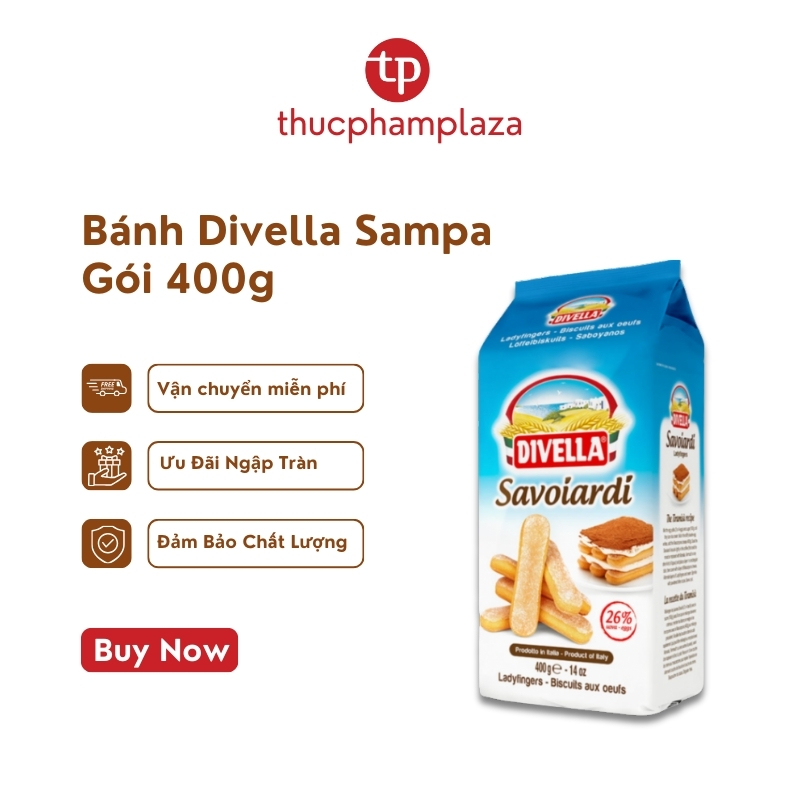 Bánh Divella Ladyfingers SAVOIARDI Sampa - Gói 400g - Hương Vị Truyền Thống Ý