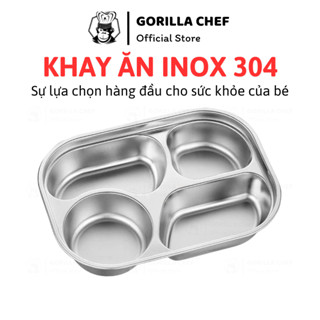 Khay ăn cơm cho bé inox 304 sâu lòng Gorilla Chef cho bé 4 tuổi trở lên tự tập ăn 4/5 ngăn