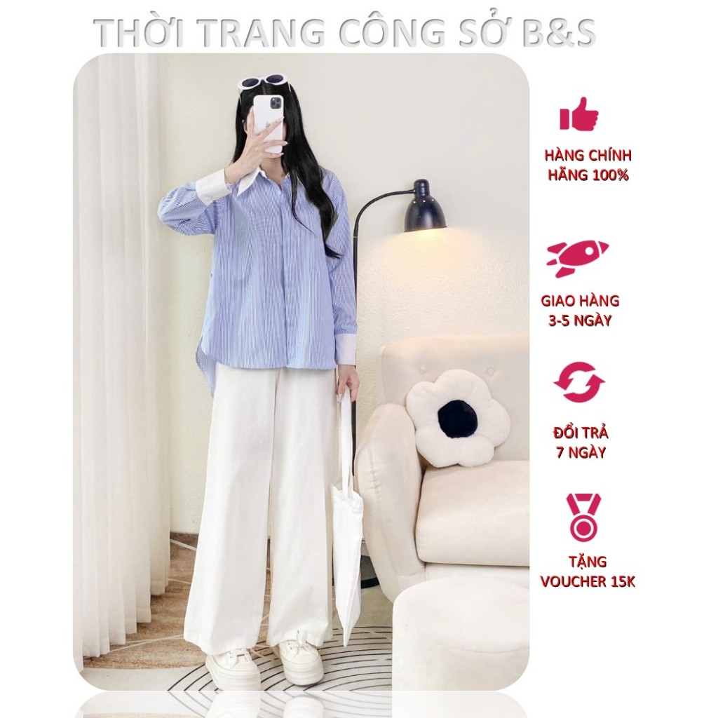 Áo sơ mi nữ lụa Kante tay dài kẻ sọc mềm mại