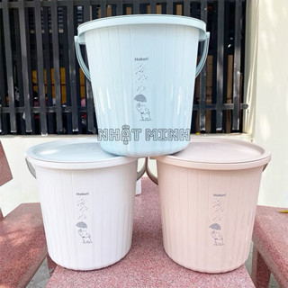 Xô nhựa Hokori 6L/11L Việt Nhật, Xô 15L sọc có nắp Mã SP:5238 - Hàng Chính Hãng