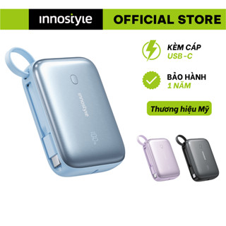 Pin dự phòng 10000 mah kèm cáp USB-C Innostyle Powermini II hiện phần trăm pin, nhỏ gọn, chính hãng