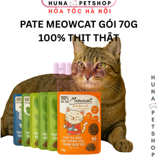 Hộp 12 gói Pate Cho Mèo Meowcat 70g – Vị Cá Ngừ Dinh Dưỡng Bổ Sung Taurine Omega 3 - Huna