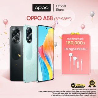 Điện thoại OPPO A58 (8GB/128GB) | Pin lớn 5000mAh | Loa kép âm thanh nổi | Sạc 33W- Hàng chính hãng