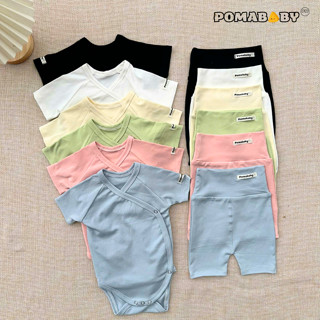  SET Bodychip Cộc Tay Kèm Quần Legging Đùi Cạp Cao Cho Bé Trai Và Bé Gái Bộ Đồ Liền Thân Pomababy 