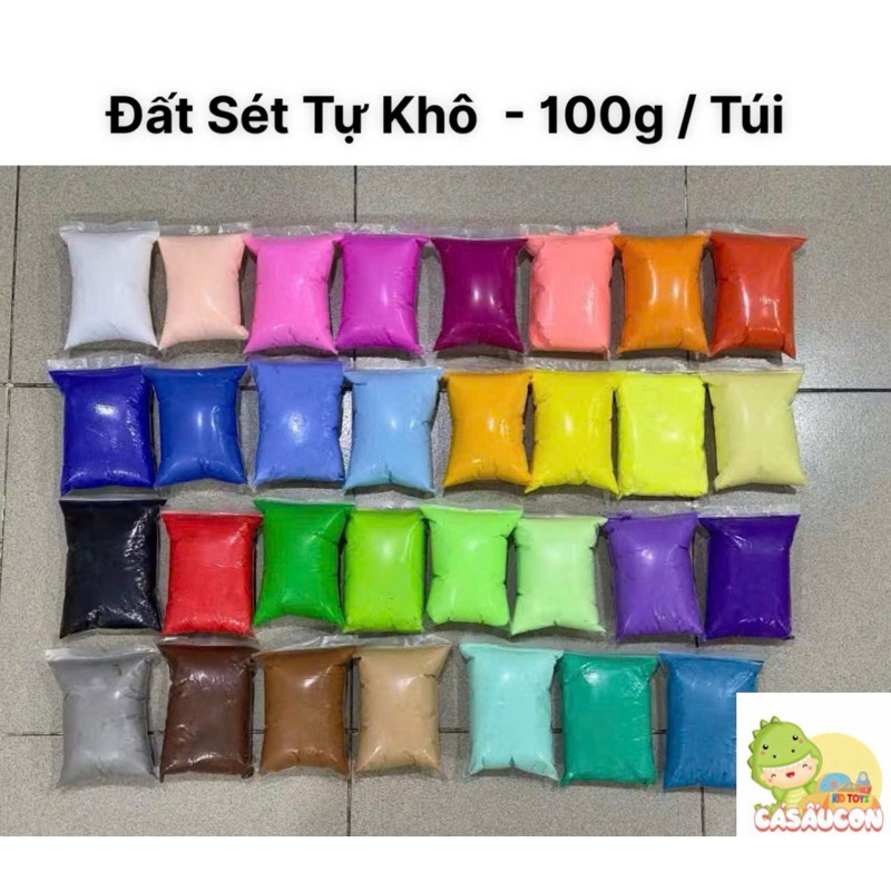 Đất sét nhẹ tự khô 100g nhiều màu sắc ( TÚI ZIP )