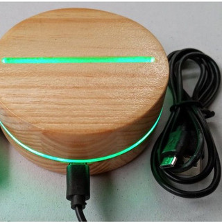 Đế đèn LED 3D gỗ - Mạch đèn LED 3D 16 màu có remote